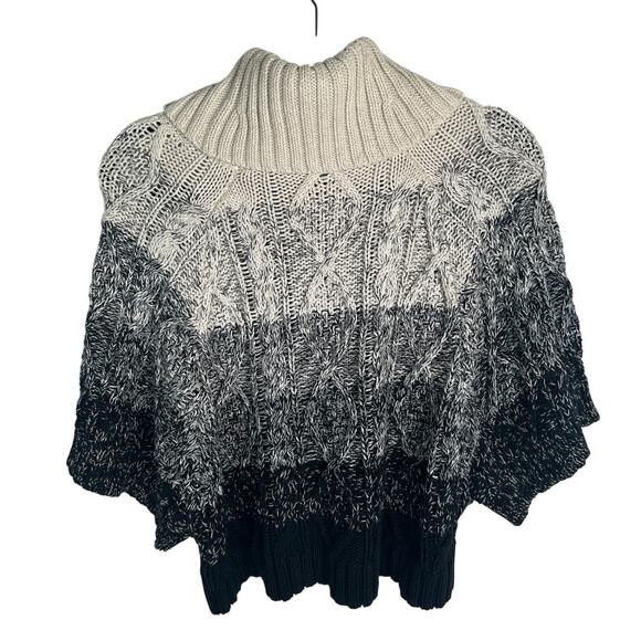 NEW! Alice+Olivia S Cowl Neck Chunky Knit Sweater Ombre Stripe Cream Gray Black - Picture 6 of 10